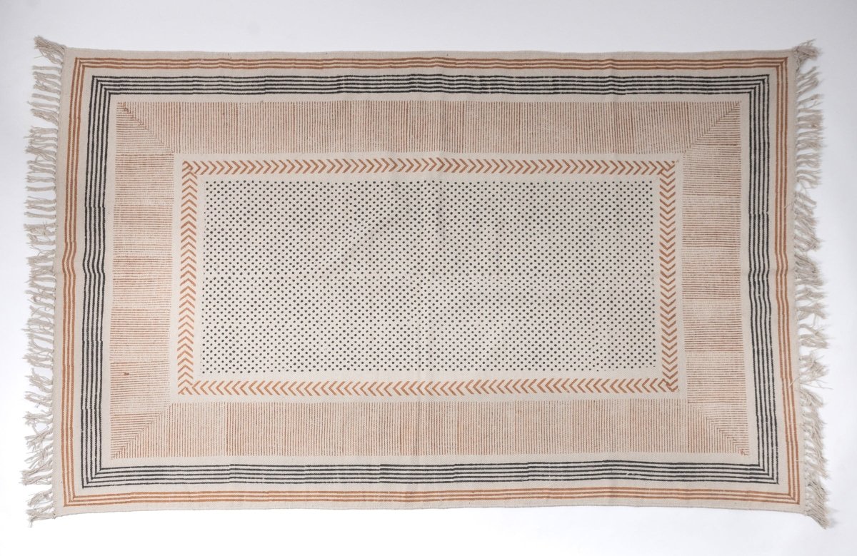 ERZIN - Hand Block Printed Cotton Rug
