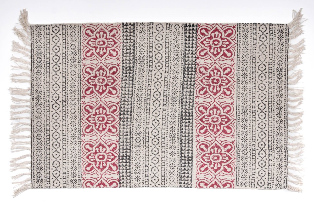 KANSU- HAND BLOCK PRINTED COTTON RUG