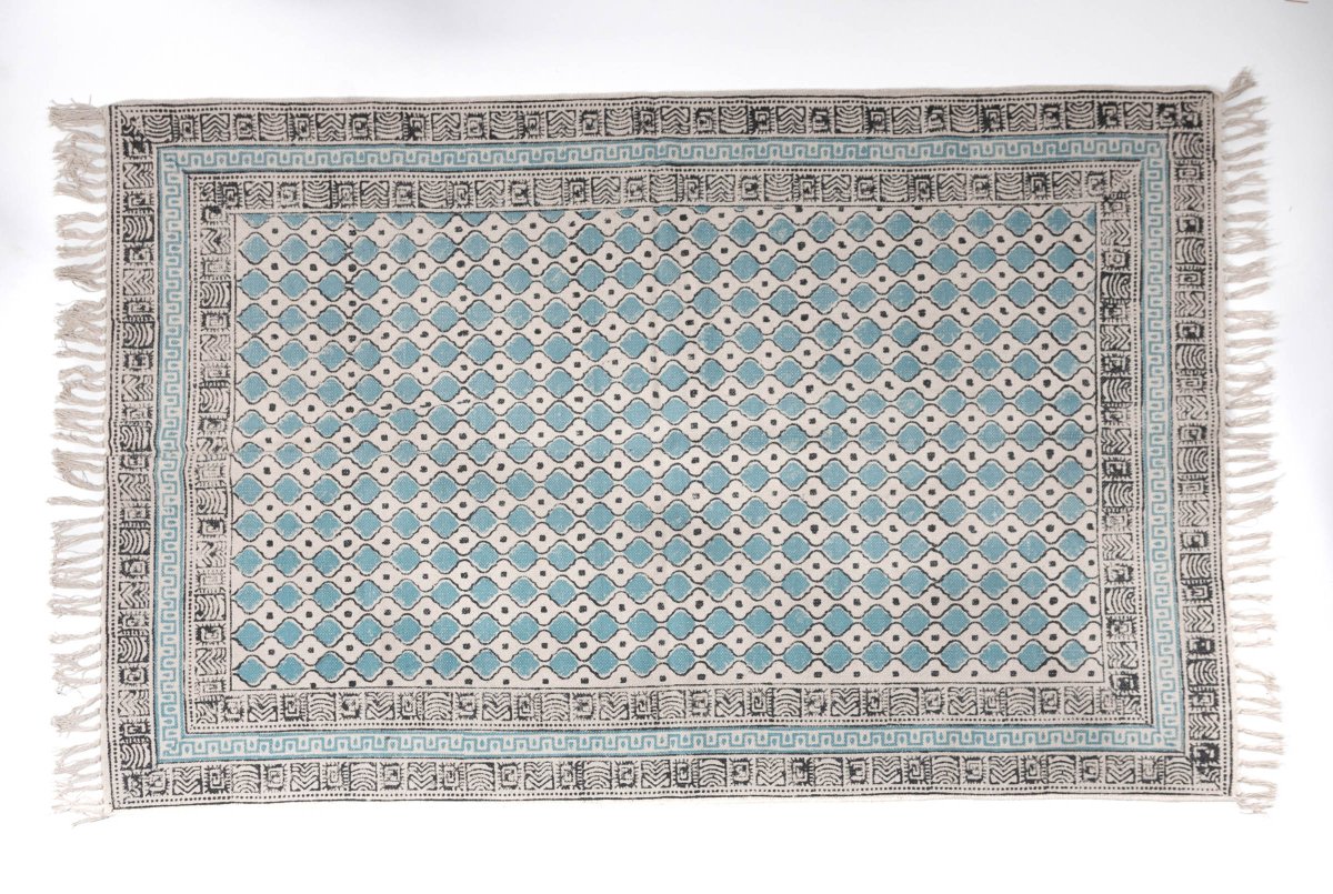 NAKUS - Hand Block Printed Cotton Rug