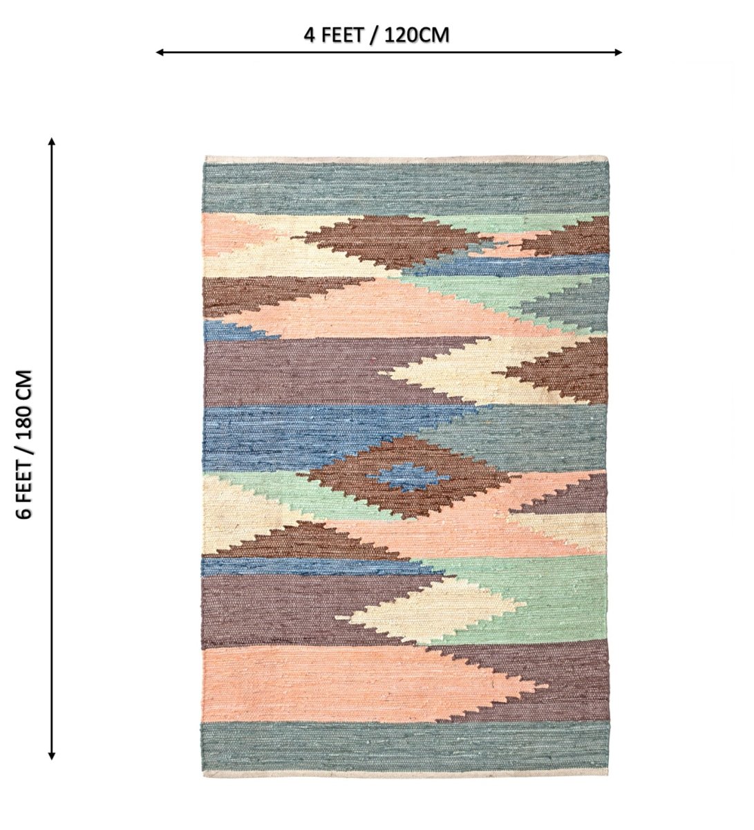 Pastel Navajo Hand Woven Cotton Dhurrie Rug