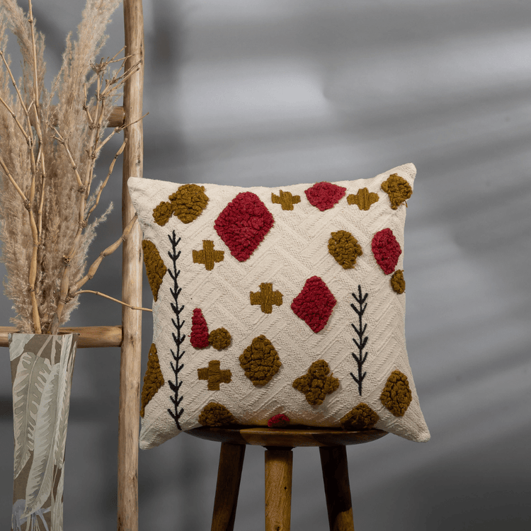 Raffia tufted cotton pillow cover - main product view