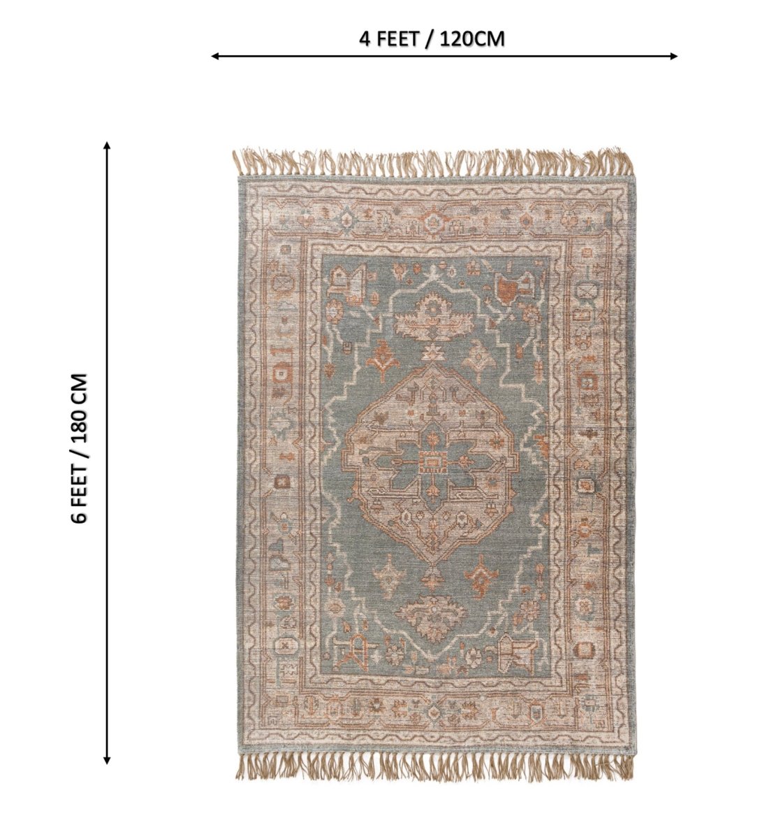 Sage Vintage Medallion Digital Printed Rug