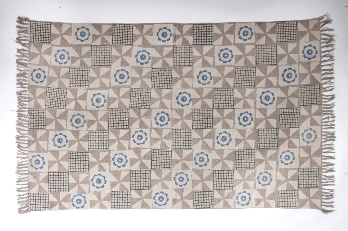 THATTA - Hand Block Printed Cotton Rug