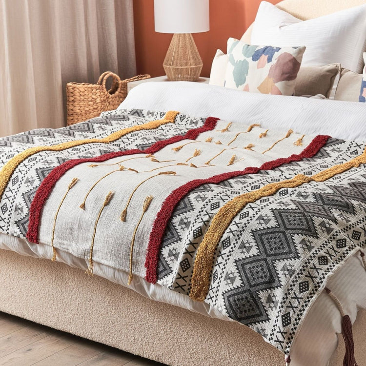 Kosi hand block printed cotton throw blanket - main product view