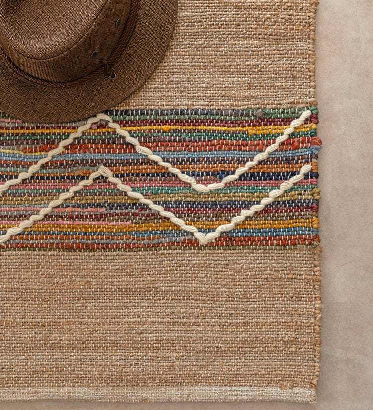 Nomad Chevron Hand Woven Jute &amp; Recycled Cotton rug - detail view