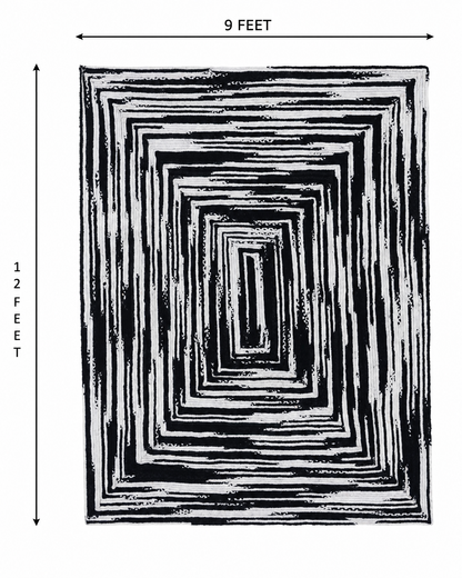 RR-COLOR|Black and White|Black and white braided chindi rug, 9 feet by 12 feet