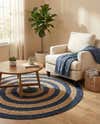 Braided Jute Handmade Area Rug Concentric Border