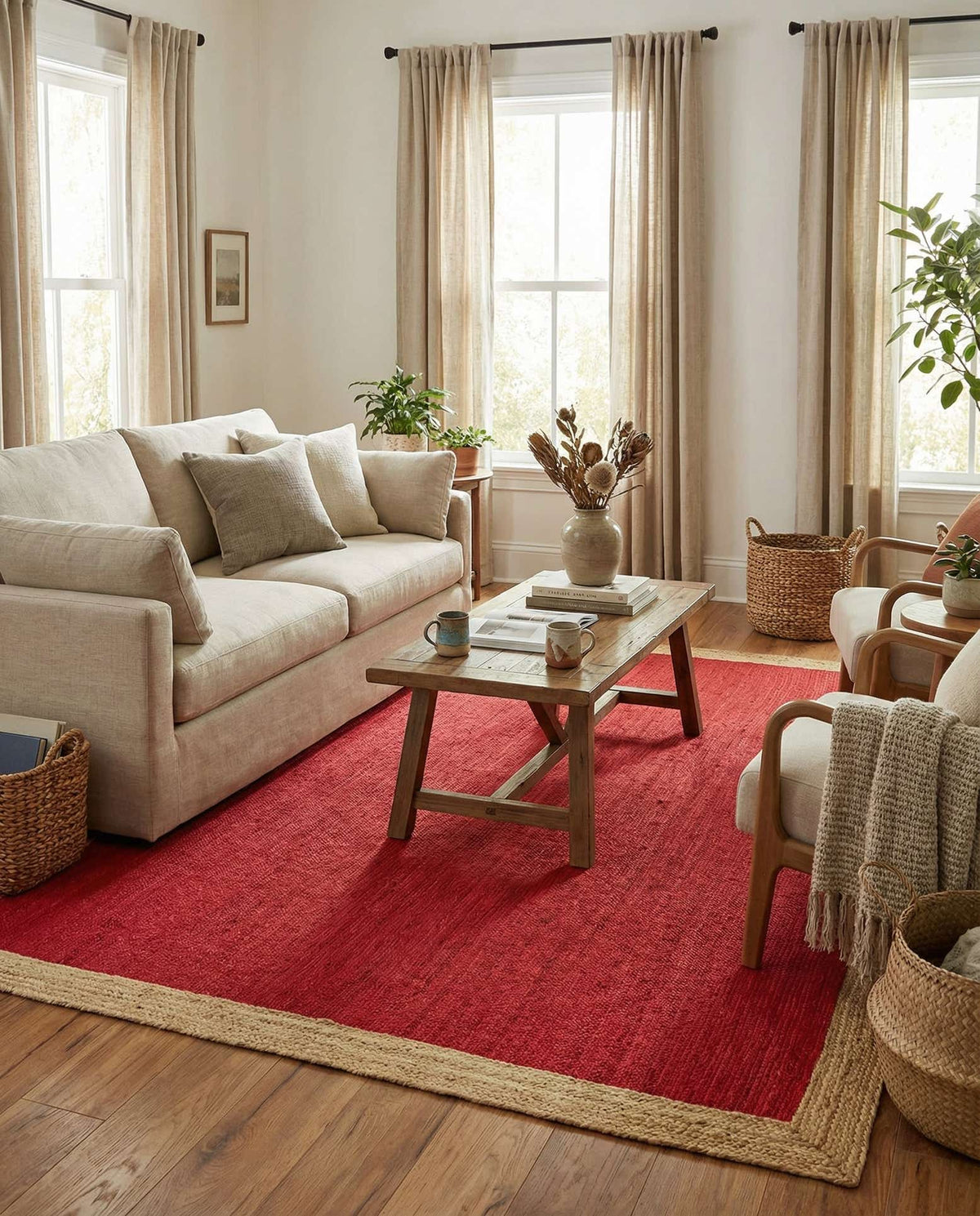 Braided Jute Hand-Braided Area Rug 100% Natural Fiber