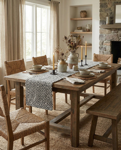 Handmade Braided Chindi Table Runner Rug