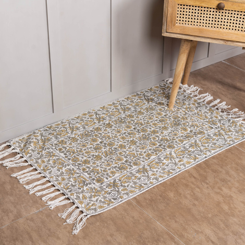 KIRKLAR- Hand Block Printed Cotton Rug
