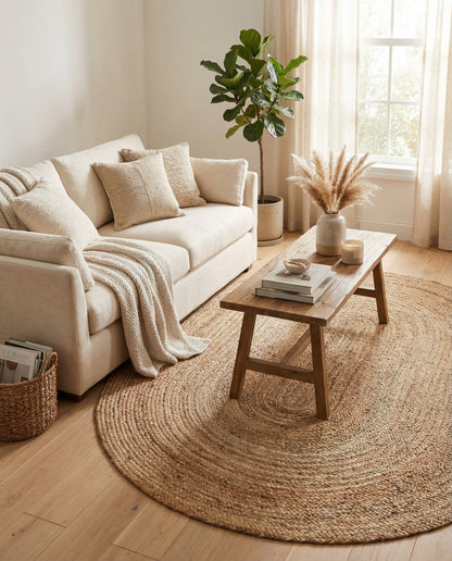 Handmade Braided Jute Oval Rug