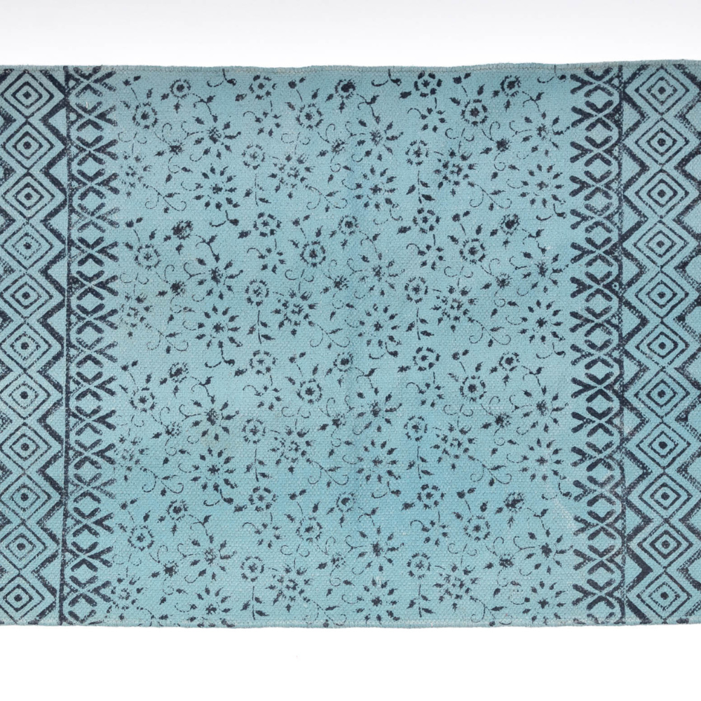 TERKOS - Hand Block Printed Cotton Rug