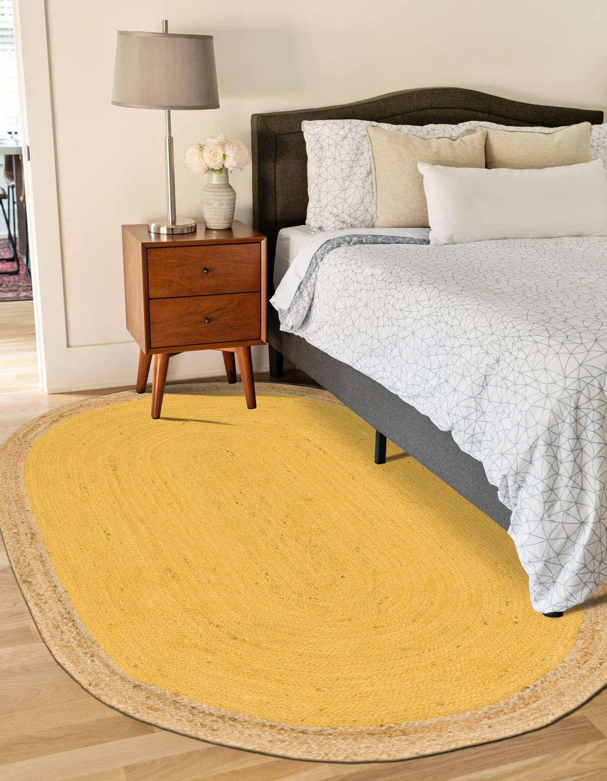 Braided Jute Hand-Braided Oval Rug 100% Natural Fiber