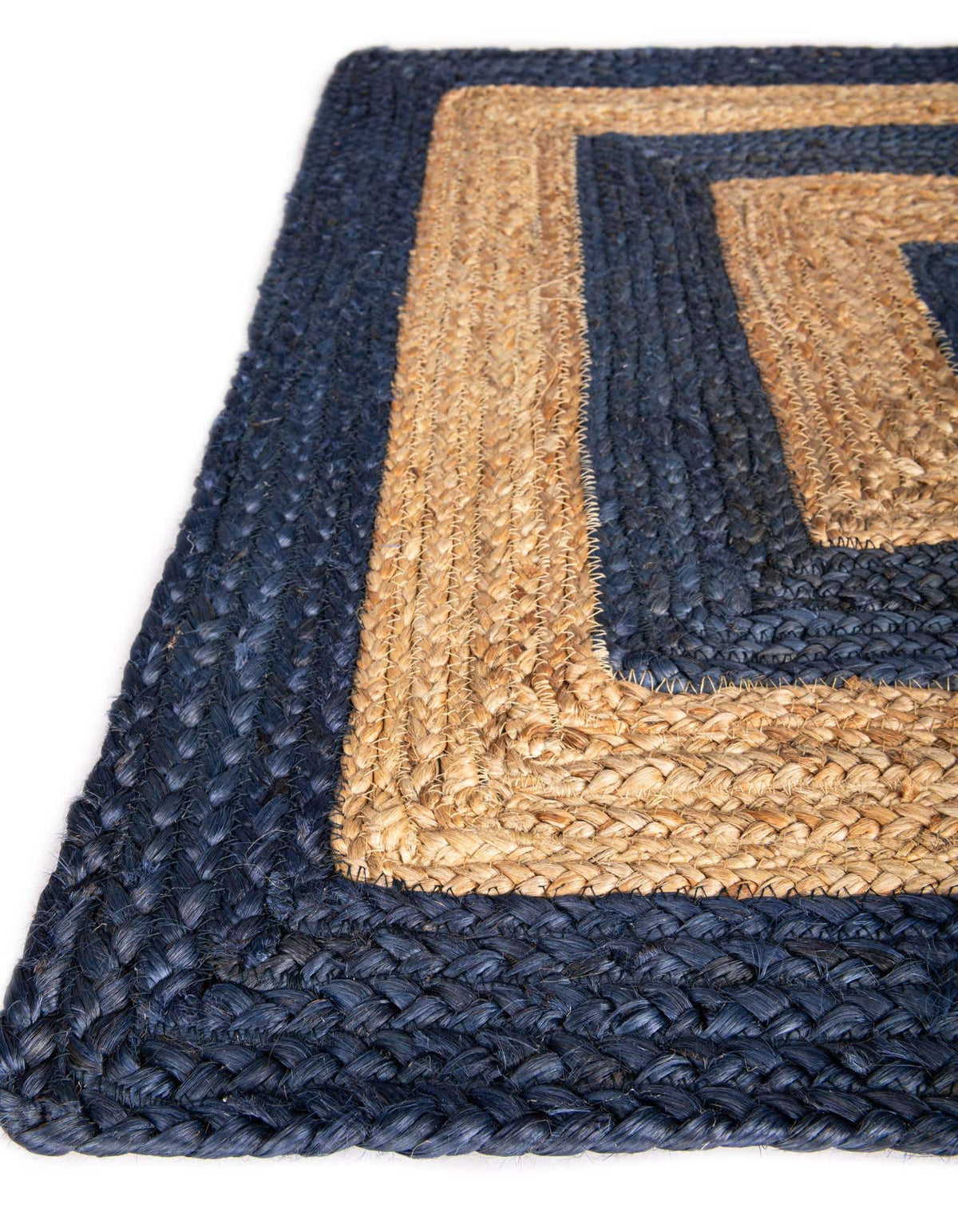 Braided Jute Handmade Area Rug Concentric Border