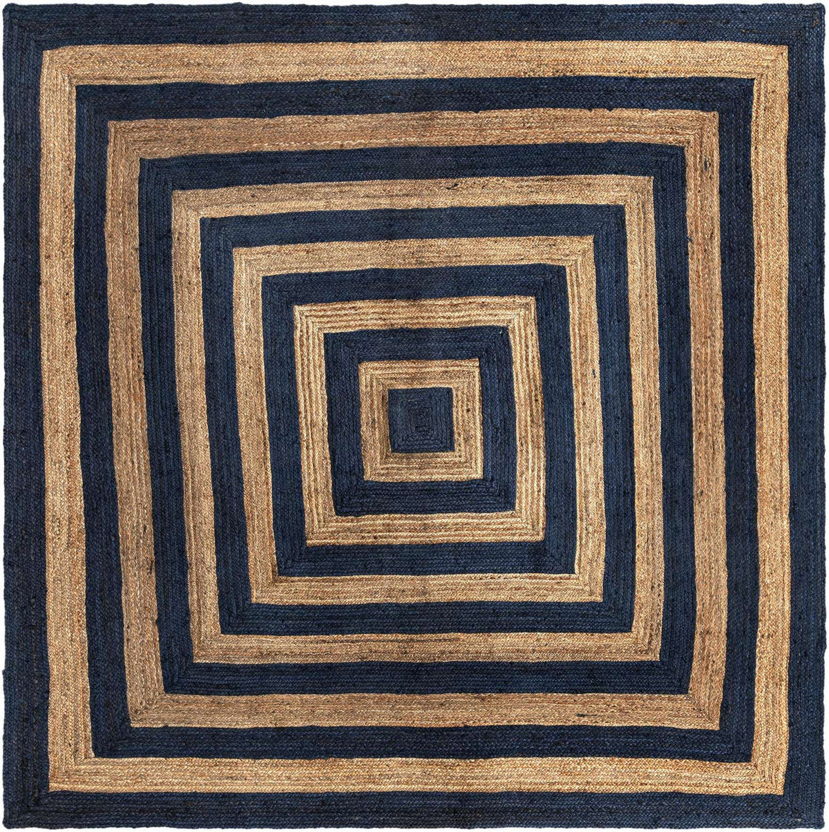 Braided Jute Handmade Area Rug Concentric Border