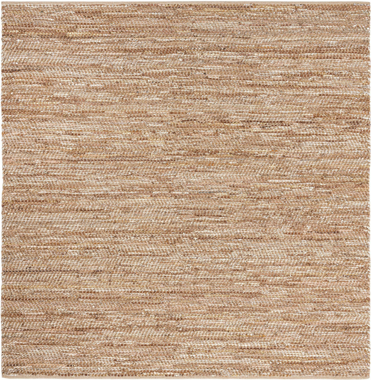 Hand Woven Leather Metallic Jute Square Rug