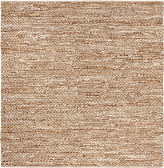 Hand Woven Leather Metallic Jute Square Rug