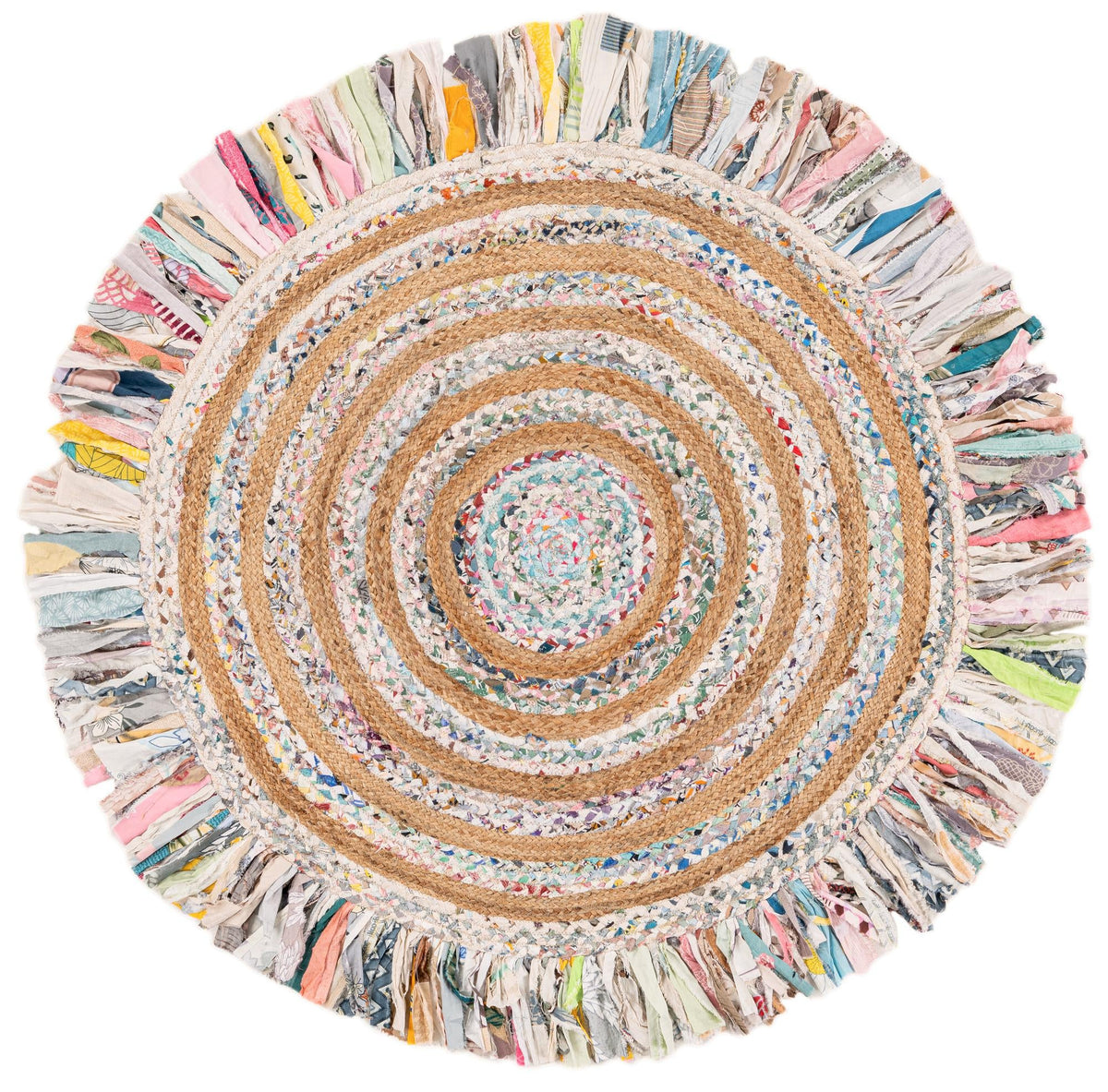 Hand Braided Chindi Jute Round Rug