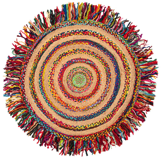 Hand Braided Chindi Jute Round Rug