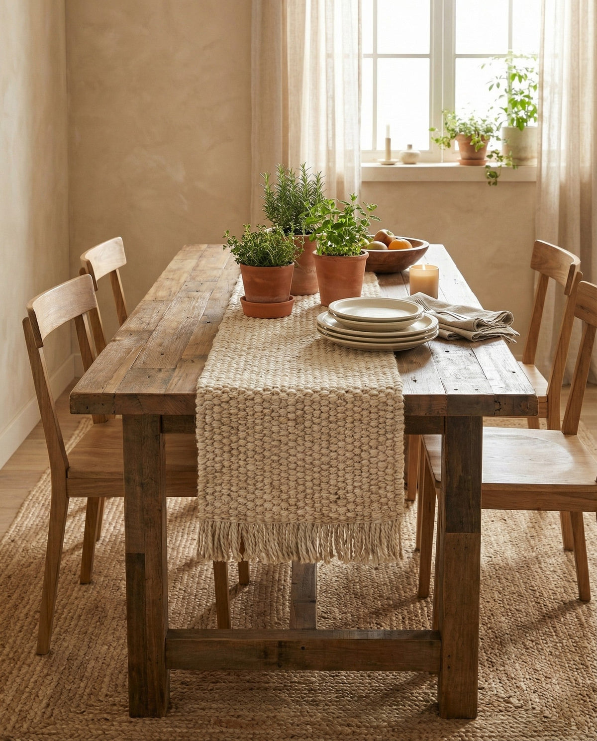 Hand Woven Chunky Jute Table Runner Rug