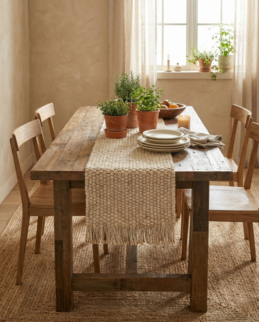 Hand Woven Chunky Jute Table Runner Rug
