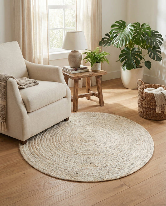 Handmade Braided Jute Round Rug