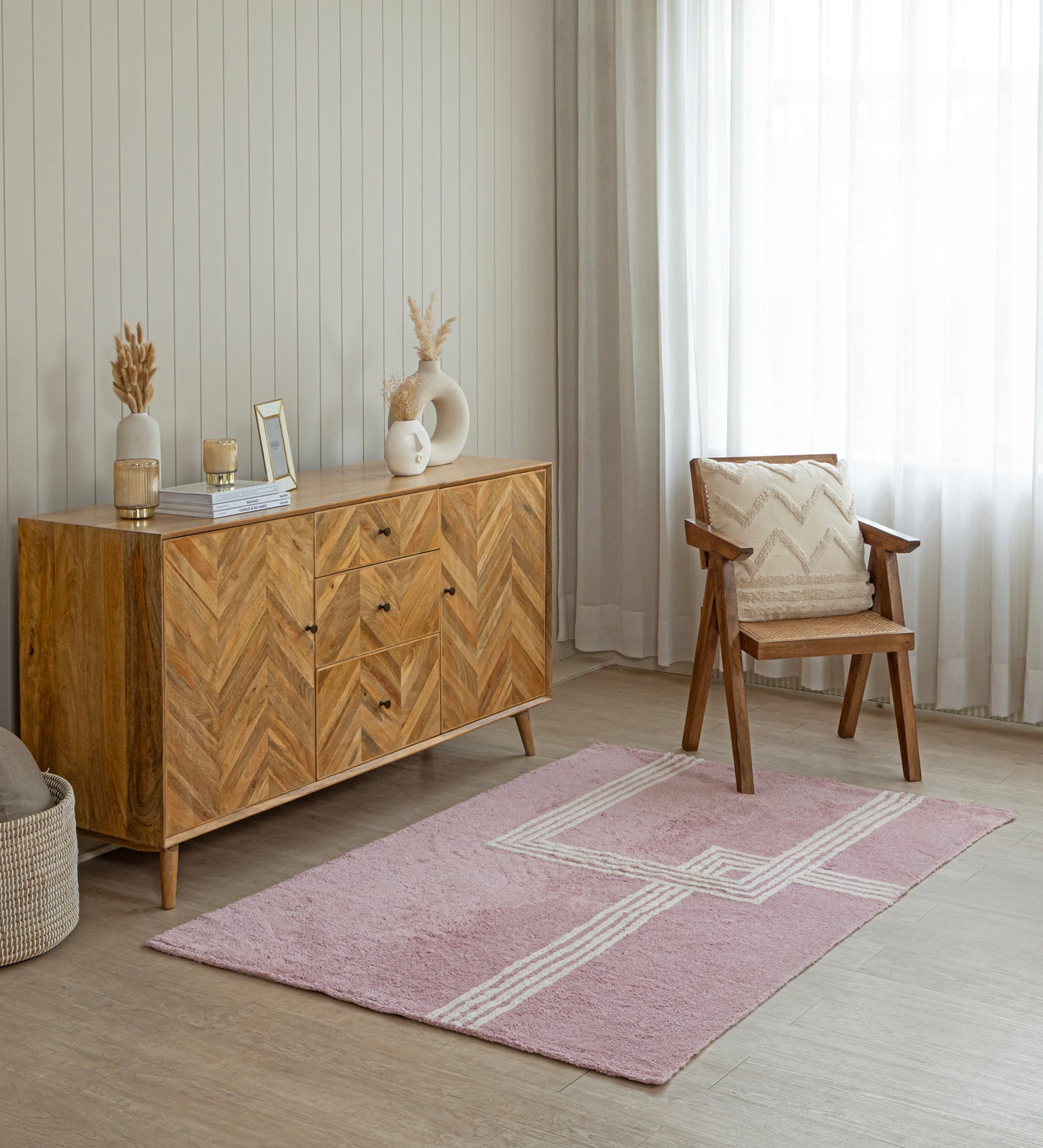 Blush Lines Hand Tufted Rug