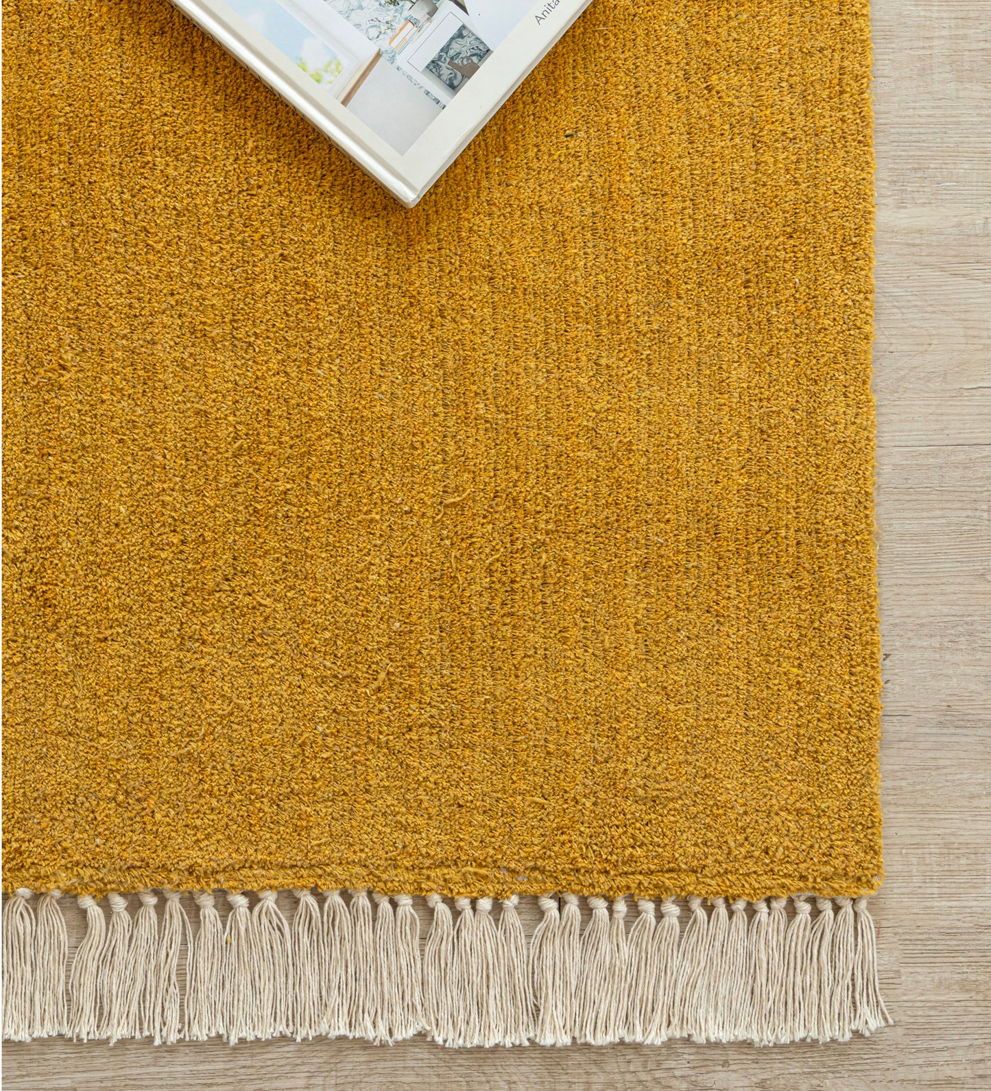 Blush & Mustard Color Block Hand Tufted Rug
