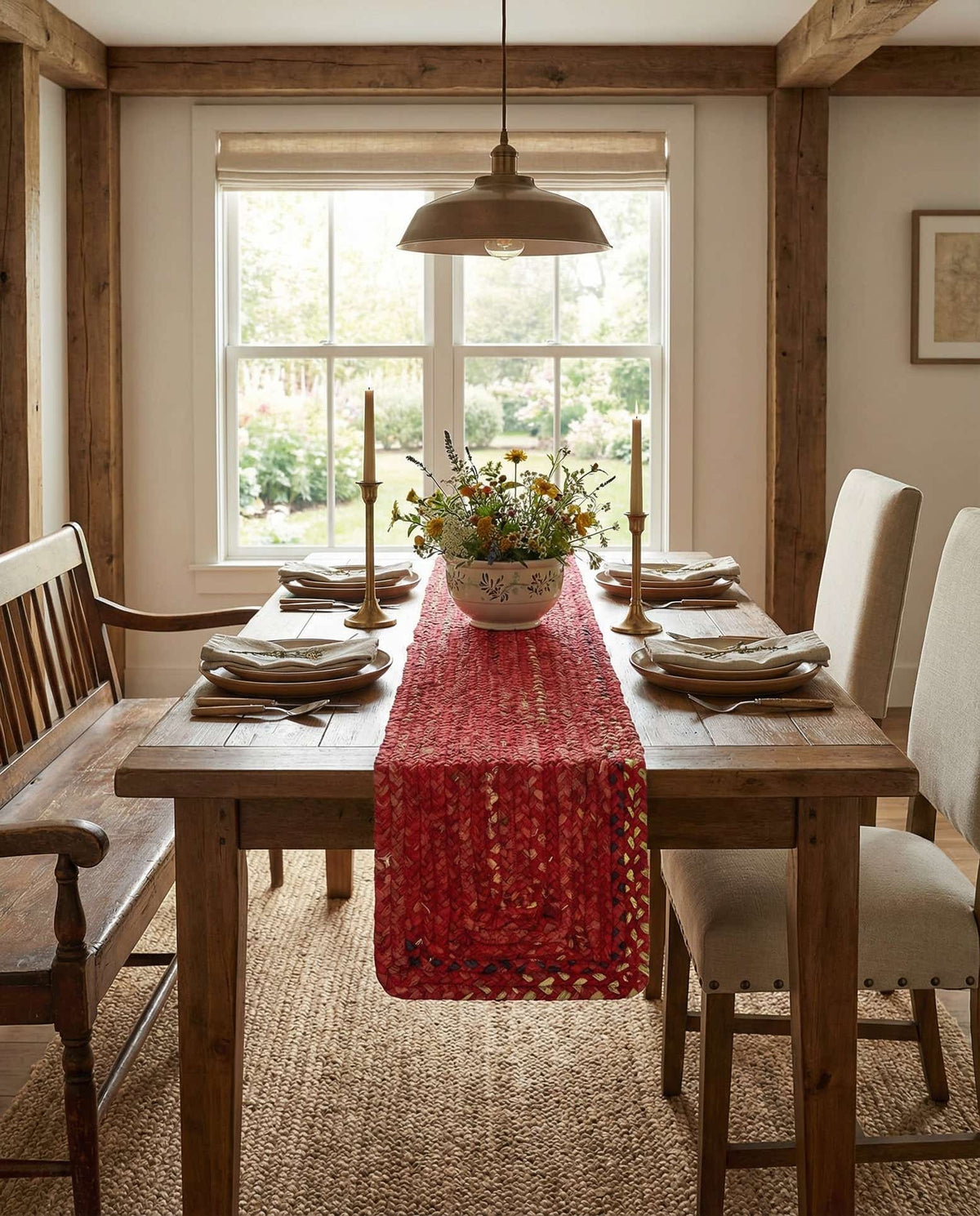 Braided Chindi Hand-Braided Table Runner Rug 100% Recycled Cotton