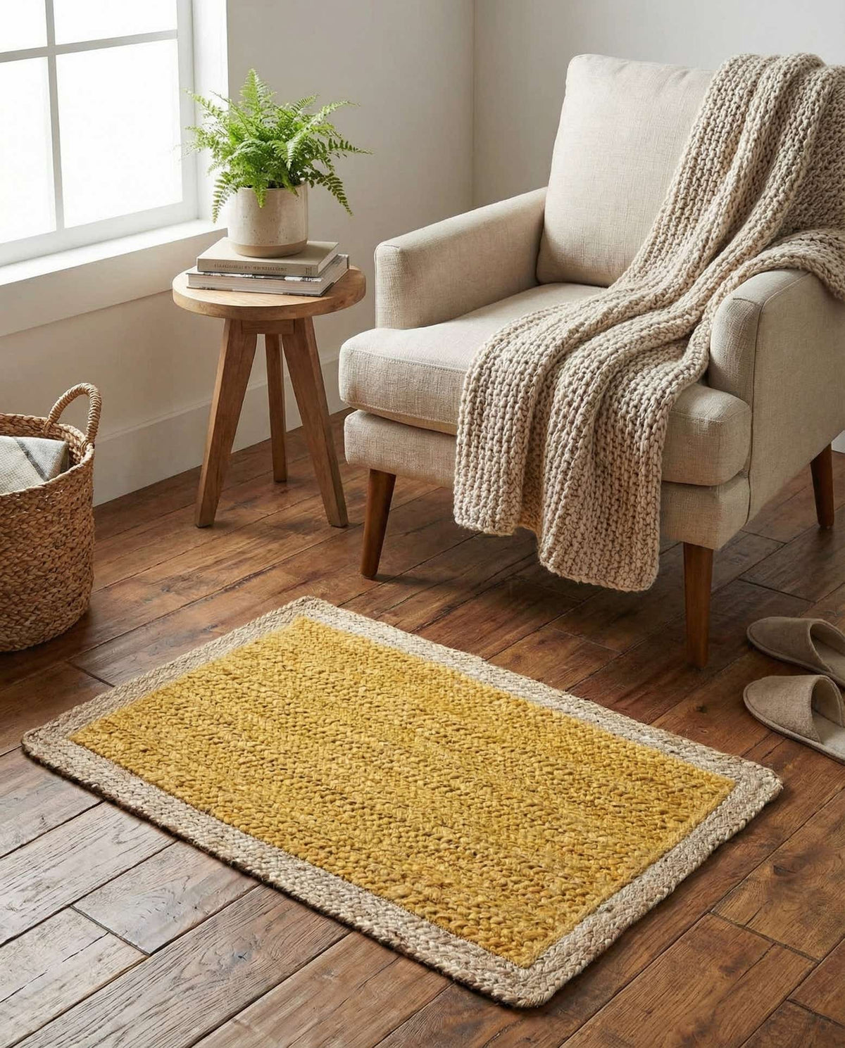 Braided Jute Hand-Braided Area Rug 100% Natural Fiber