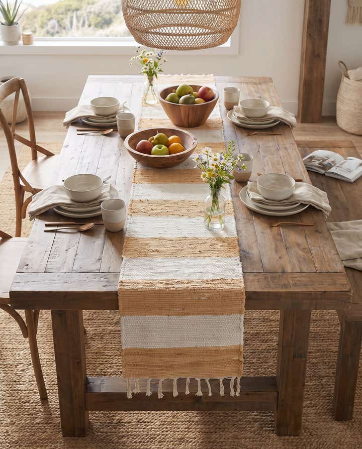 Chindi Rag Hand-Woven Table Runner Rug 100% Cotton