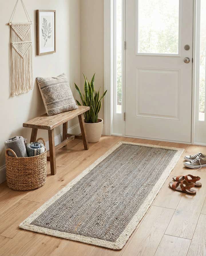 Braided Jute Hand-Braided Runner Rug 100% Natural Fiber