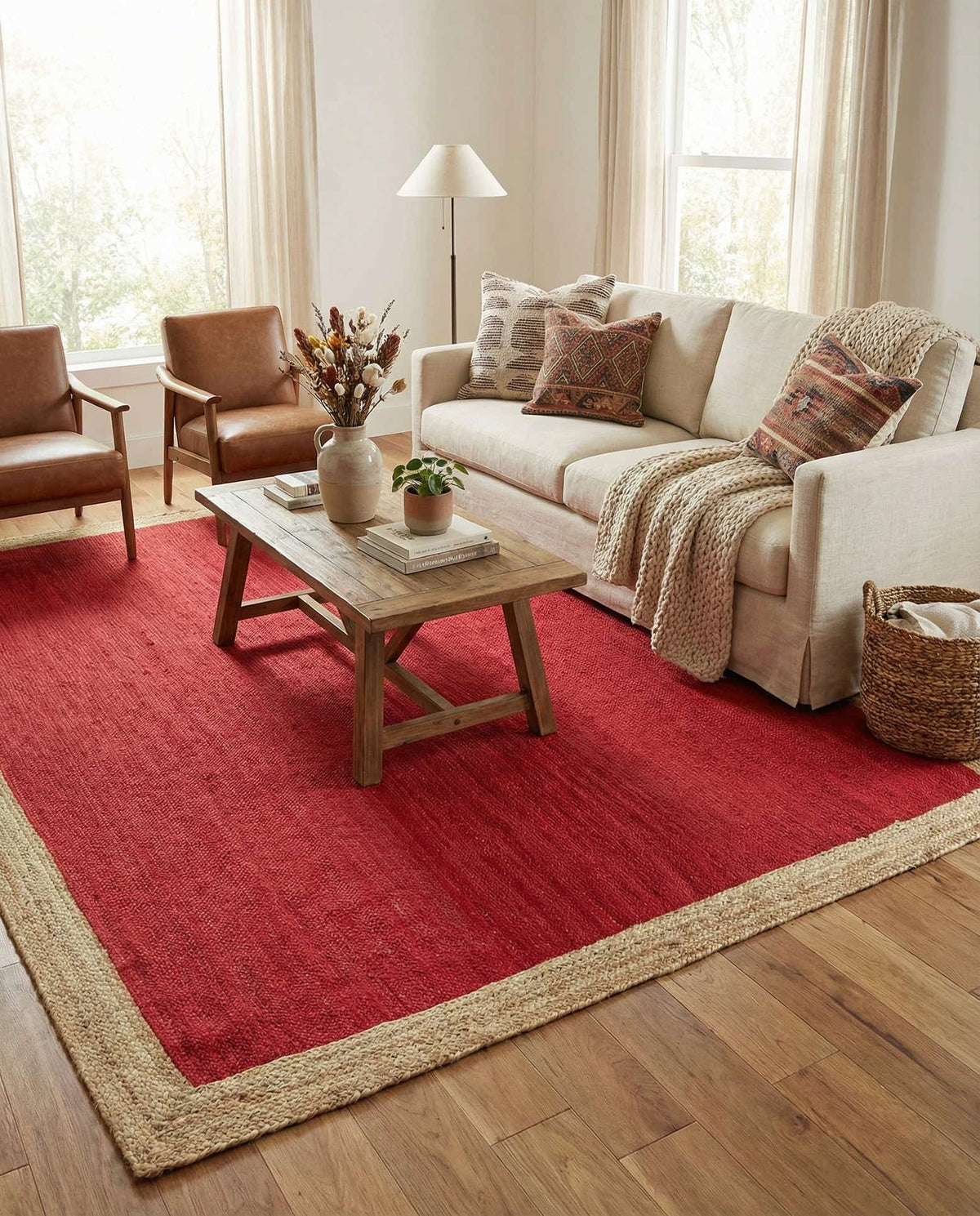 Braided Jute Hand-Braided Area Rug 100% Natural Fiber