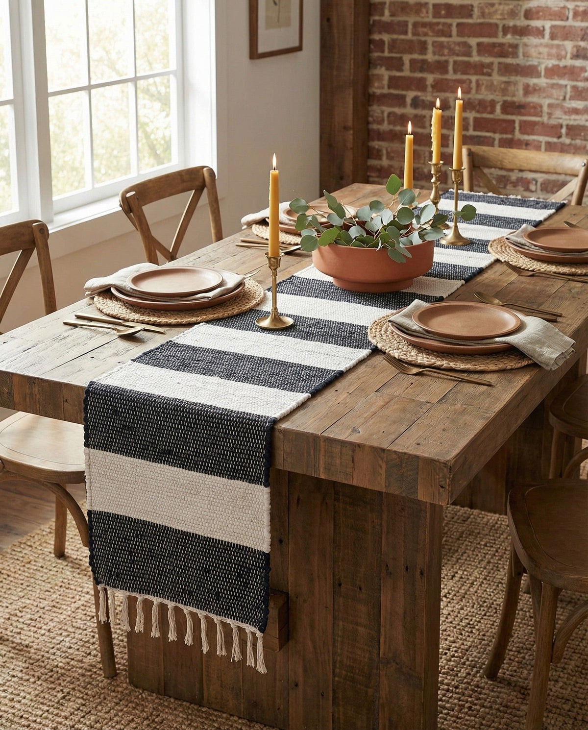 Hand Woven Chindi Rag Table Runner Rug