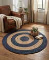 Braided Jute Handmade Area Rug Concentric Border