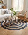 Braided Jute Handmade Area Rug Concentric Border