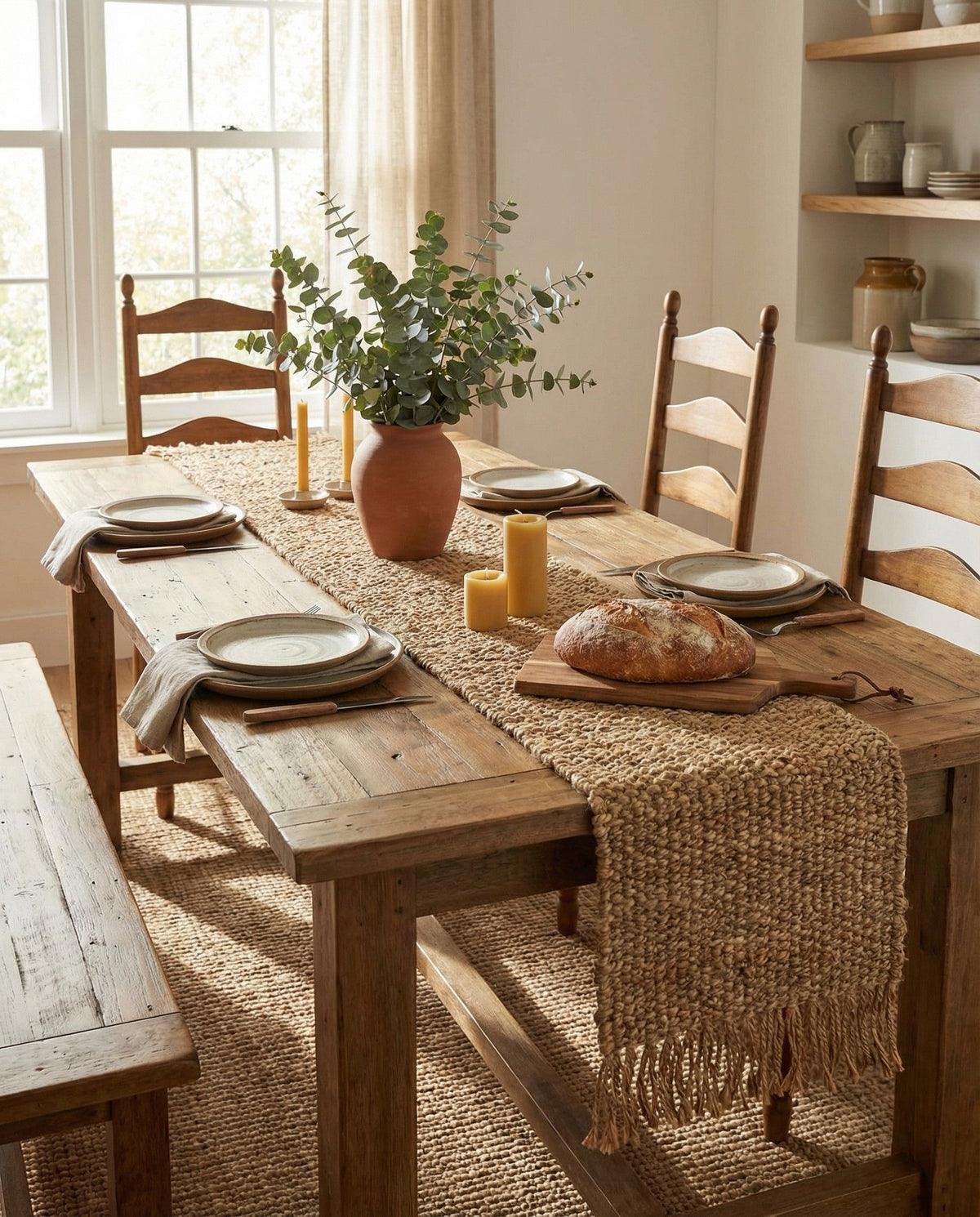 Hand Woven Chunky Jute Table Runner Rug