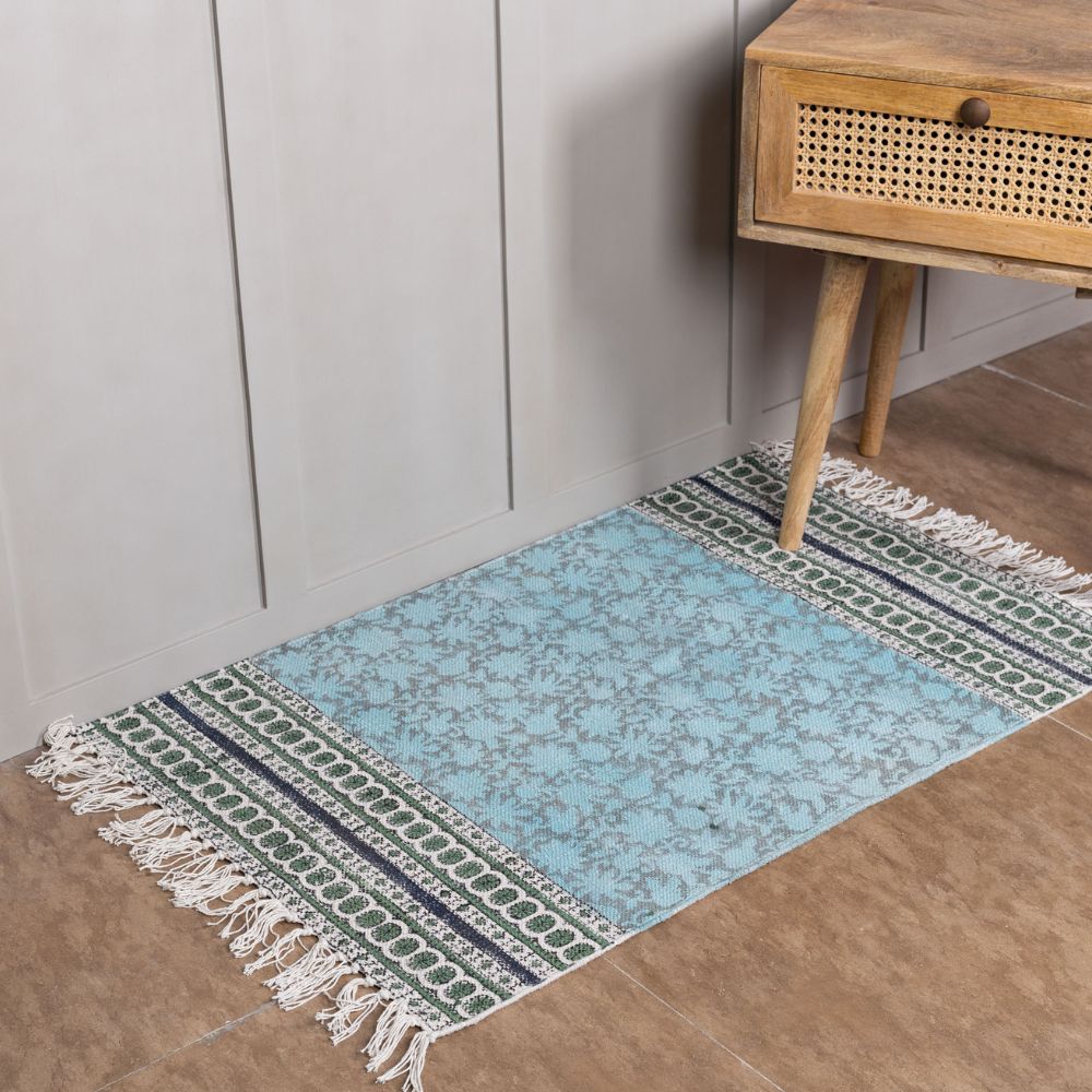 JALGAON - Hand Block Printed Cotton  Rug