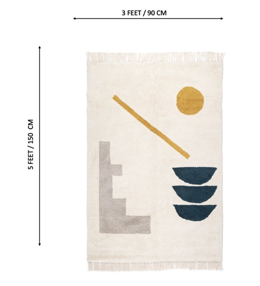 Abstract Balance Hand Tufted rug - back view