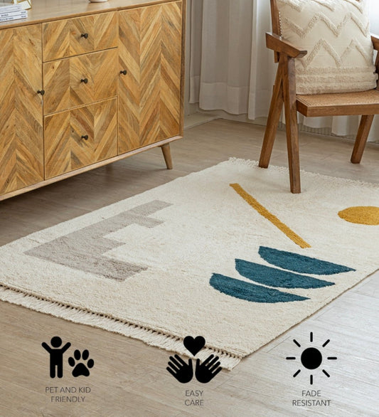 Abstract Balance Hand Tufted rug - styled room view