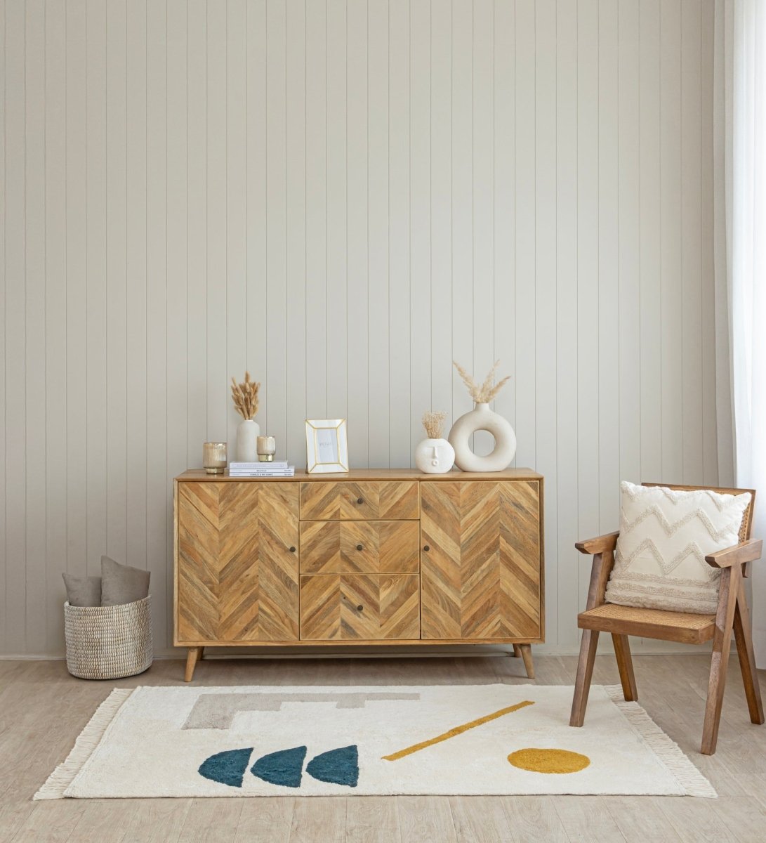 Abstract Balance Hand Tufted rug - side view