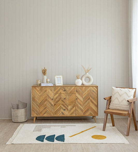 Abstract Balance Hand Tufted rug - side view