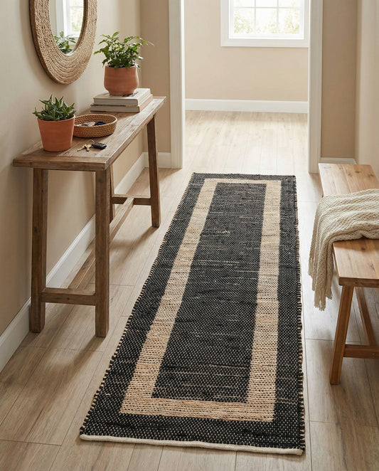 Hand Woven Chindi Jute Runner Rug