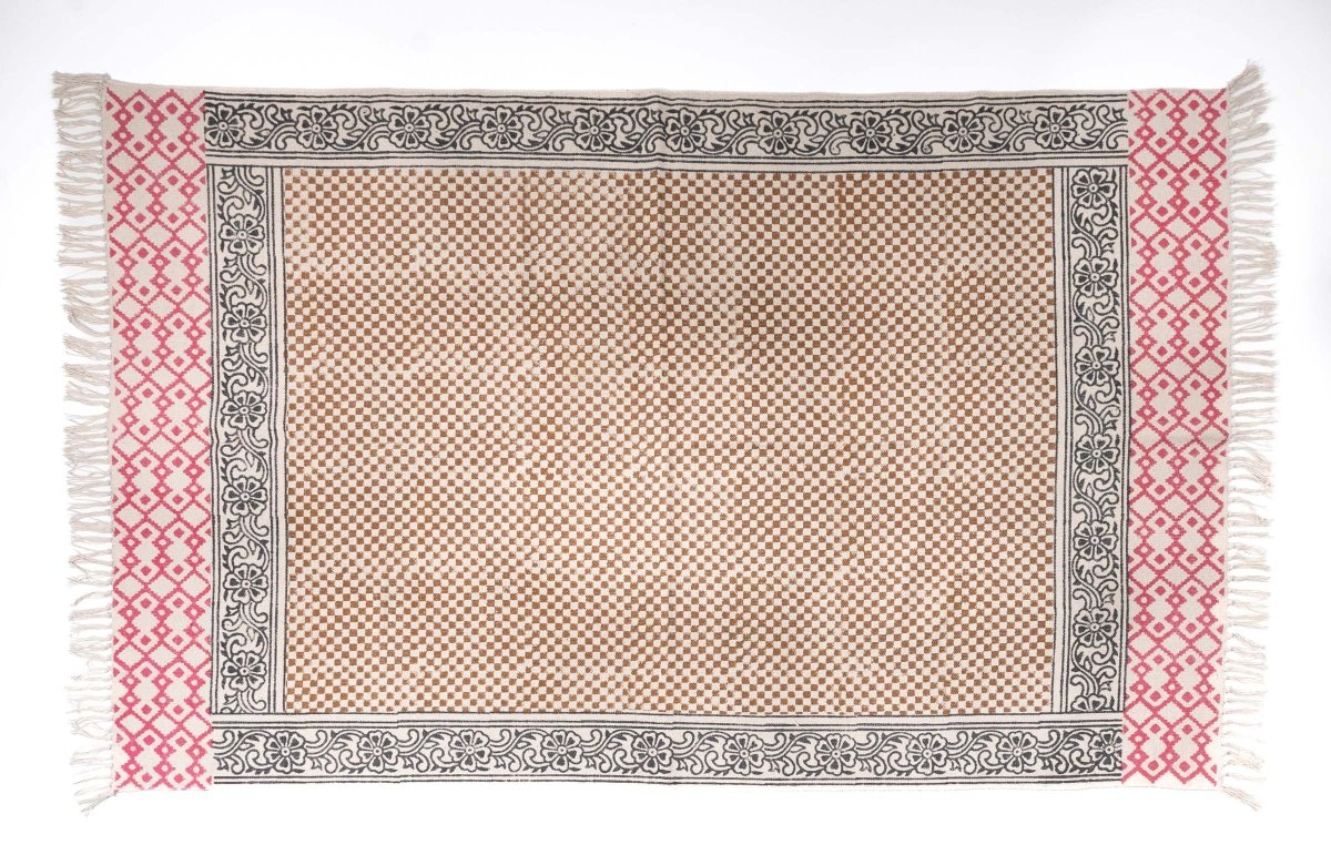AKSU - Hand Block Printed Cotton Rug