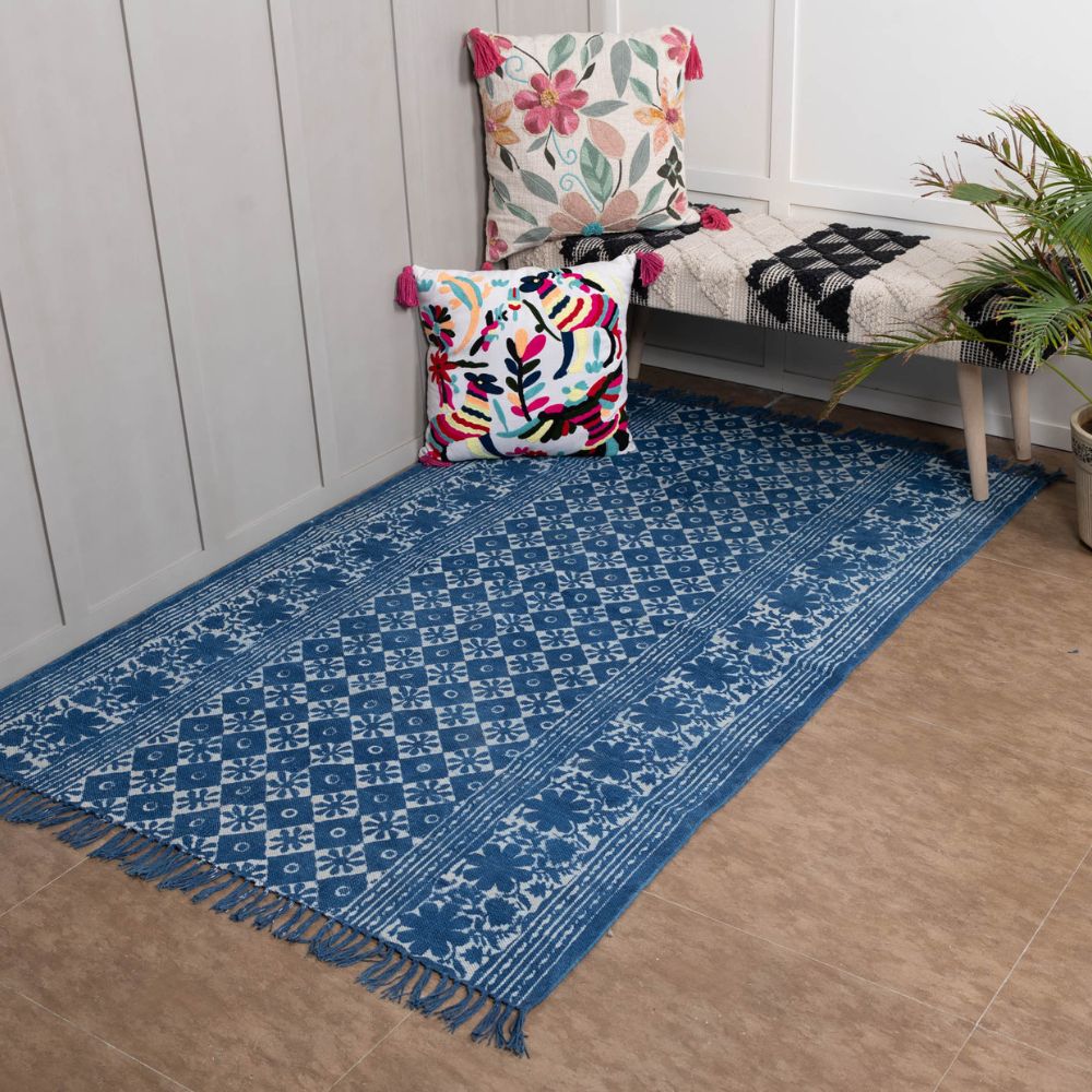 ANSAR - Hand Block Printed Cotton Rug