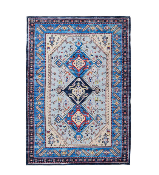 Azure Nomad Heritage rug - styled room view
