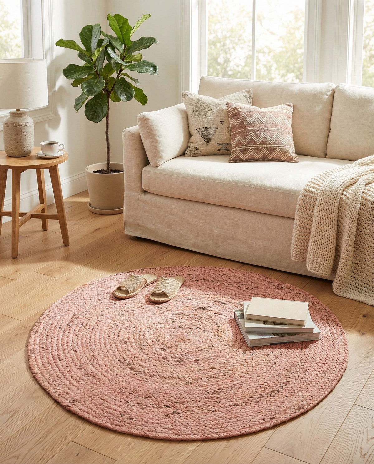 Handmade Braided Jute Round Rug