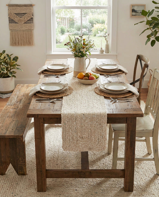 Handmade Braided Chindi Table Runner Rug