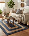 Braided Jute Handmade Area Rug Concentric Border