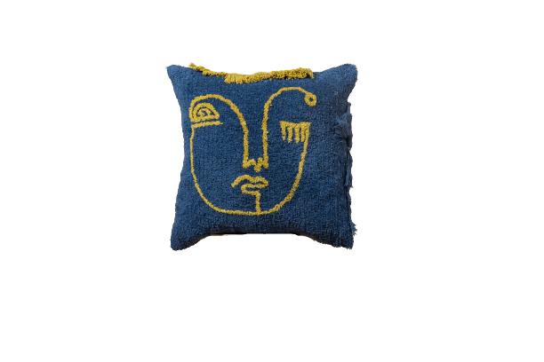 BLUE FACE - Designer Tufted Pillow Cover